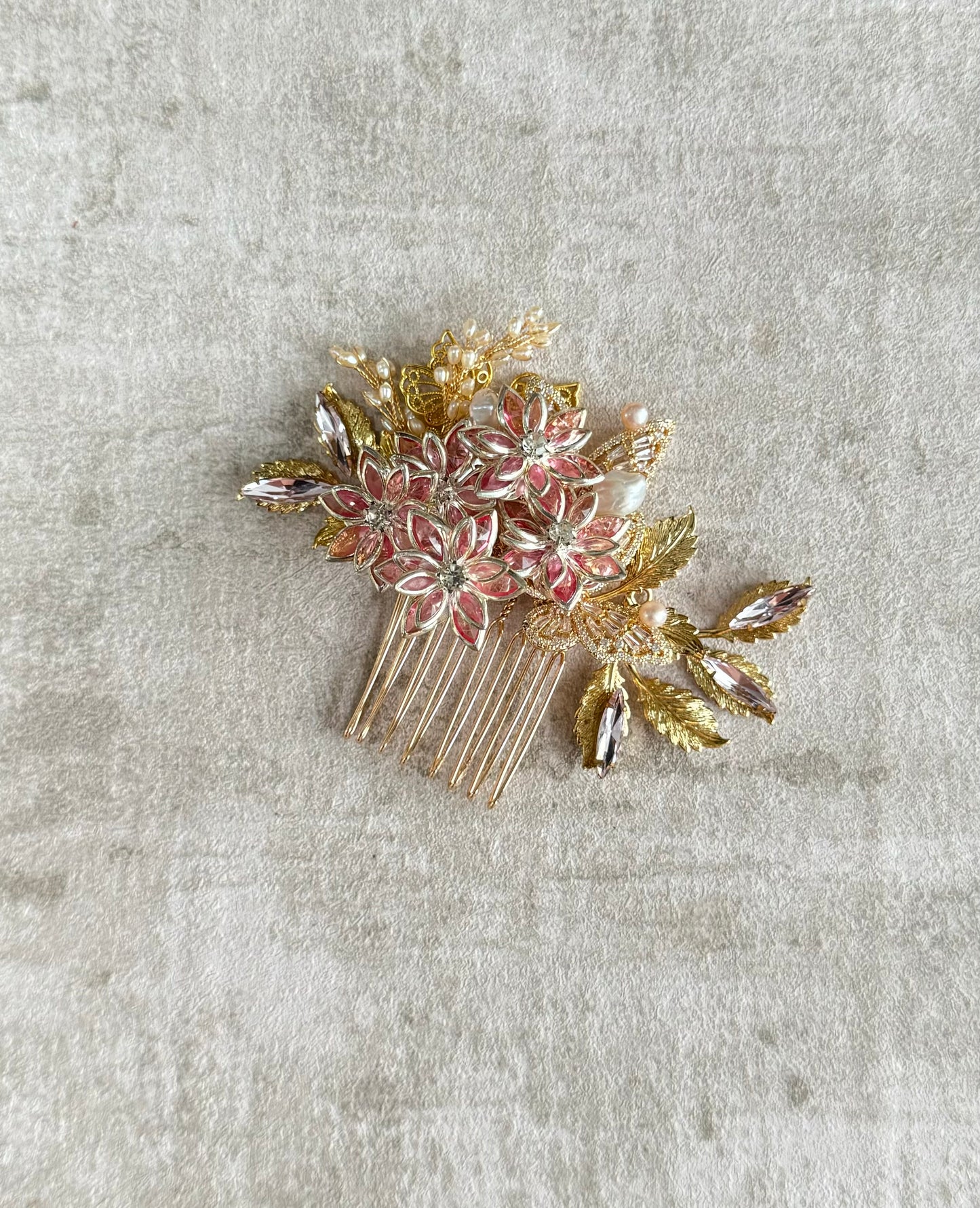 Golden Pink Dreamy hair comb for Cheongsam