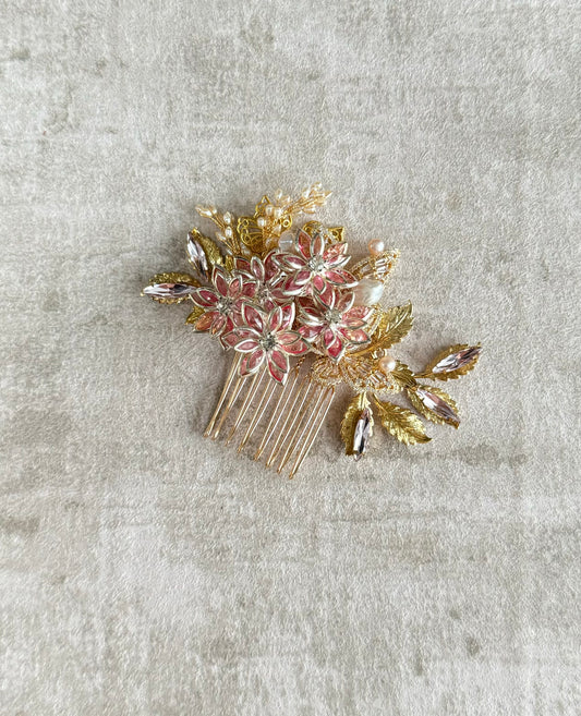 Golden Pink Dreamy hair comb for Cheongsam