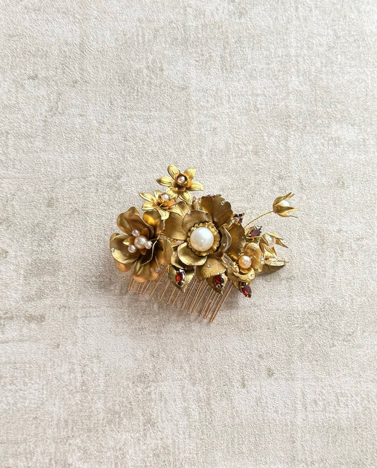 Vintage Golden Flower Hair comb for Cheongsam