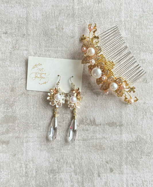 Cindy Freshwater Pearl with Swarovski Crystal Drops Earrings for Cheongsam