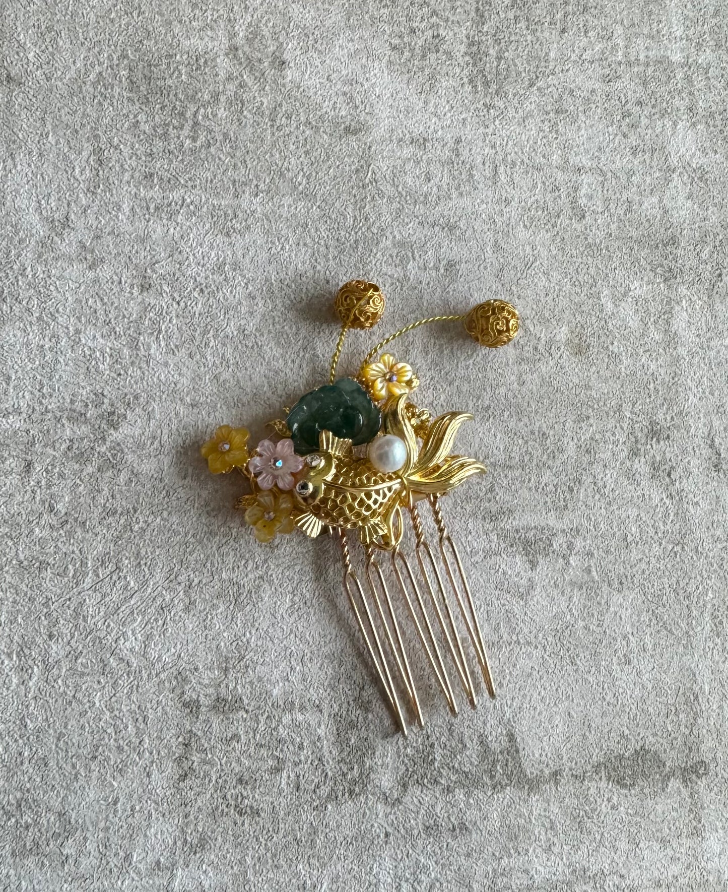 Blue Green Jade Chic hair comb for Cheongsam 